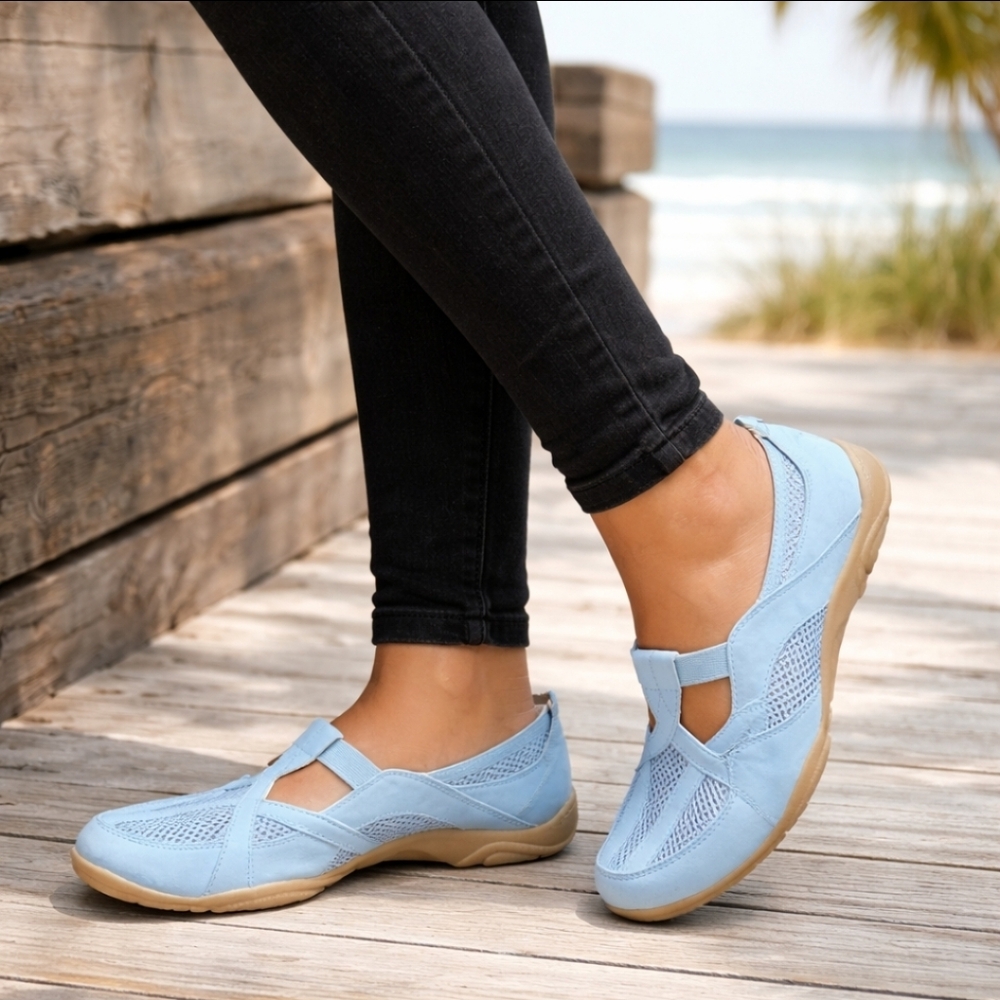 Clarks NEW Y2K Revival Light Blue Nubuck Leather Comfort Flats  8M